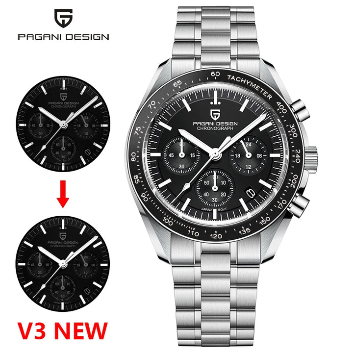 PAGANI DESIGN Moon Mens Watches 2024 Top Brand Luxury Quartz Watch For Men Chronograph Luminous Sapphire Mirror Waterproof Clock