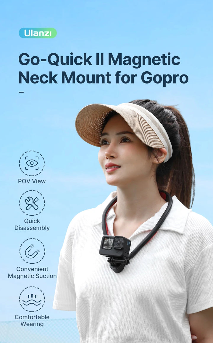 Ulanzi Go-Quick II Magnetic Silicone Neck Holder Mount For GoPro Hero 13 12 11 10 9 8 Insta360 DJI Osmo Action Camera Accessorie