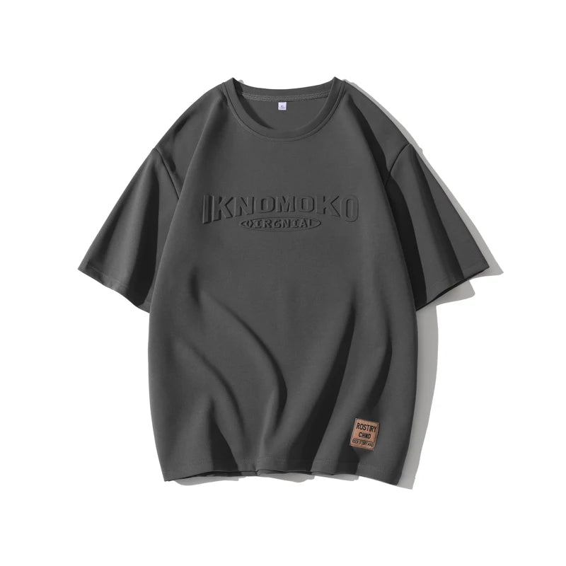 Summer Men's T-Shirt Retro Street Trendy Men's Loose Hip Hop Short Sleeve Casual Print Mens Streetwear Top Tees Fashion Male Top