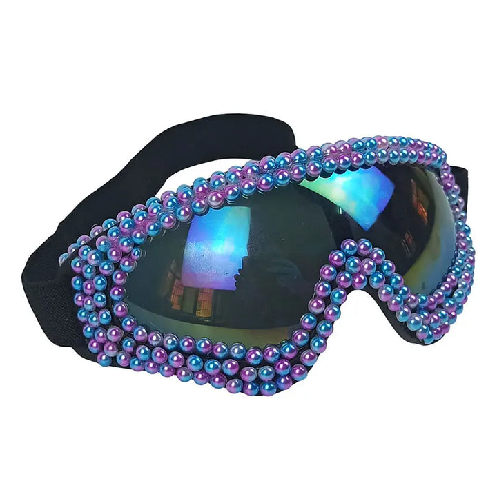 Steam Punk Diamond Decor Sun Glasses Holiday Carnival Illusion Goggles Oversize Snowing Eyewear Siamese Luxury Ski Goggles