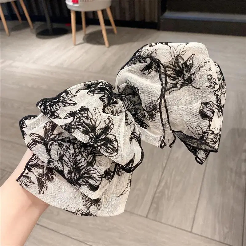 1PC Large Lace Bow Hair Clip Embroidered Bowknot Sweet Ribbon Hairpin Girl Headdress Top Clip Korea Hair Accessories