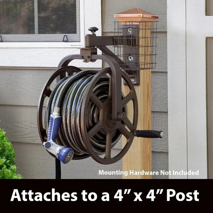 712 Single Arm Navigator Multi-Directional Garden Hose Reel, Holds 125-Feet of, 5/8-Inch, Bronze