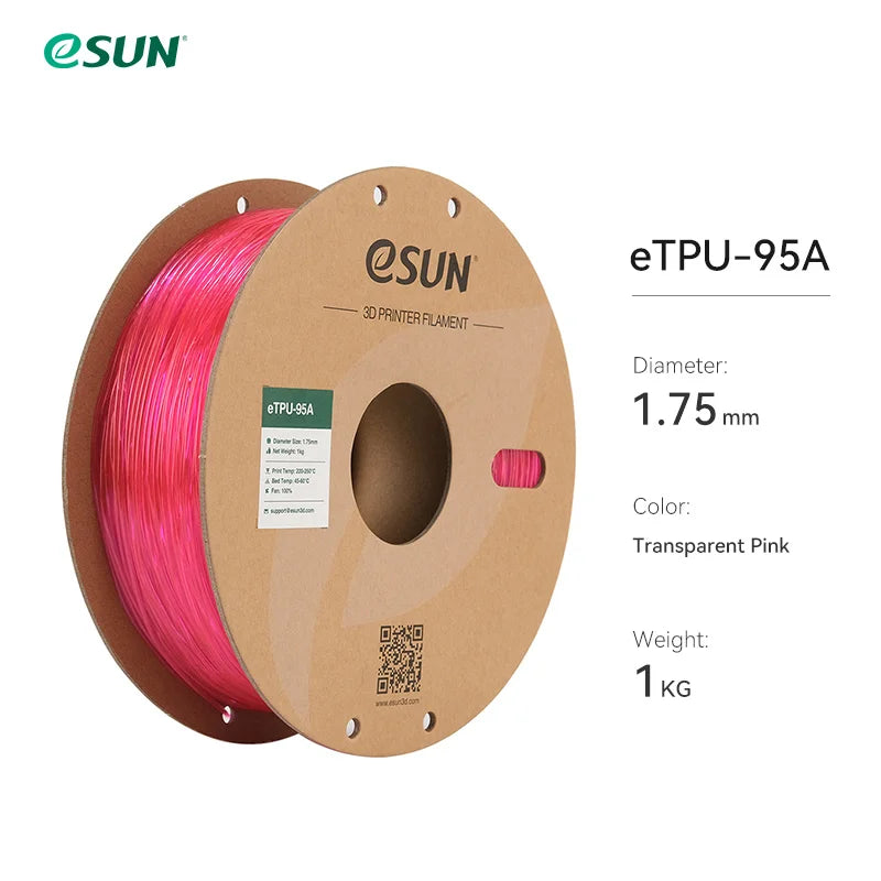 eSUN Flexible TPU Filament 1.75mm,TPU 95A 3D Printer Filament 1KG 2.2 LBS Spool 3D Printing Material TPU 95A  For 3D Printers