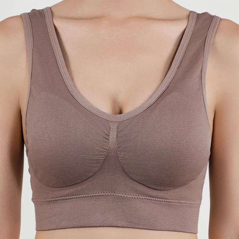 Women Breathable Sports Bra Absorb Sweat Shockproof Padded Gym Running Fitness Double Layer Seamless Yoga Sports Bras Underwear