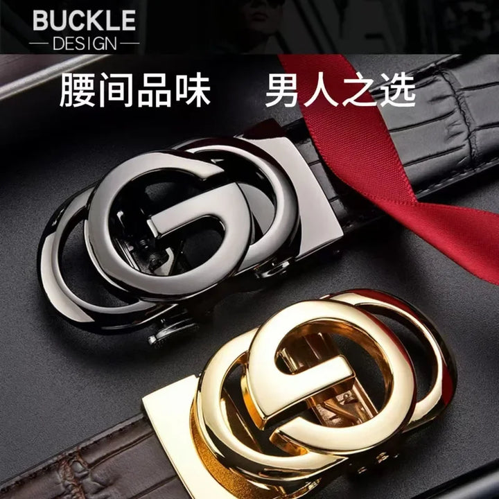 Men's Versatile Belt Fashionable Letter Alloy Buckle Casual Attractive Belt Simple Design Leather Accessory for Any Occasion