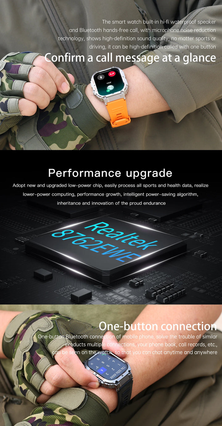 LIGE 1.96”Bluetooth Call Smart Watch Men 400mAh Waterproof Sport Fitness Tracker health monitor Smartwatch for Android IOS Phone