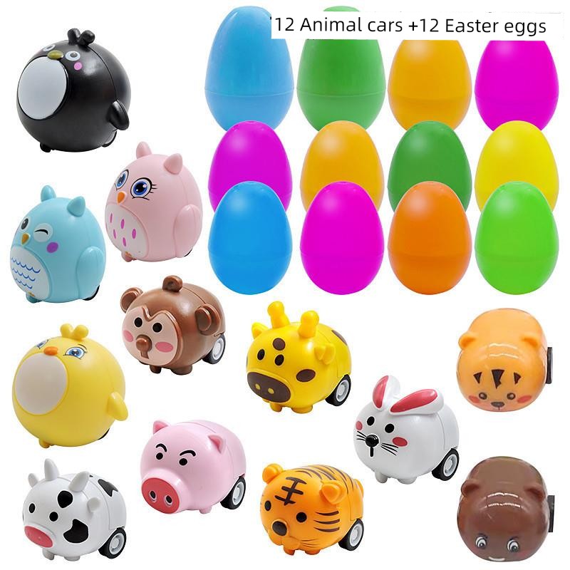 Children's Day Easter Egg Kids Building Blocks Blind Box Cartoon Rabbit Decompression Color Film Puzzle Egg Engineering Car Toys