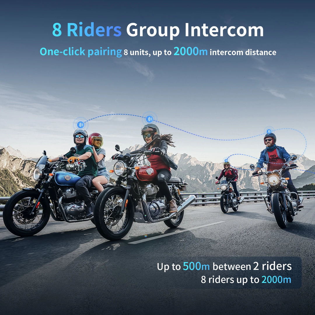 Fodsports M1-S Plus Motorcycle Helmet Intercom Bluetooth Headset,Moto Interphone,8 Riders 2000M,FM Radio,Music Sharing.