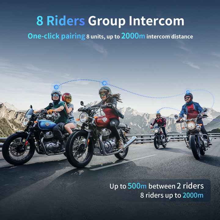 Fodsports M1-S Plus Motorcycle Helmet Intercom Bluetooth Headset,Moto Interphone,8 Riders 2000M,FM Radio,Music Sharing.