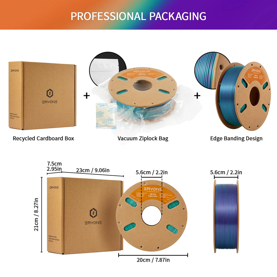 ERYONE Promotion Tri- Color Co-extrusion Silk  PLA Series 1.75mm 1KG For 3D Printing FDM Printer Fast delivery New Arrival