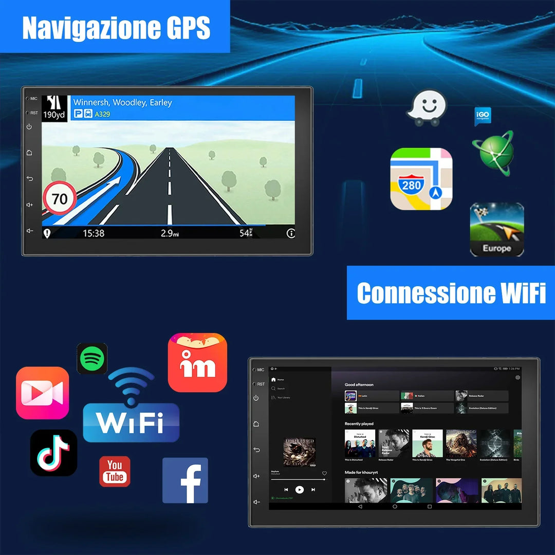 ESSGOO Car Stereo Radio Wireless CarPlay Android Auto 2 DIN 7" Car Stereo HD FM-Radio GPS Touch Screen Head Unit 4+64G DAB+AHD