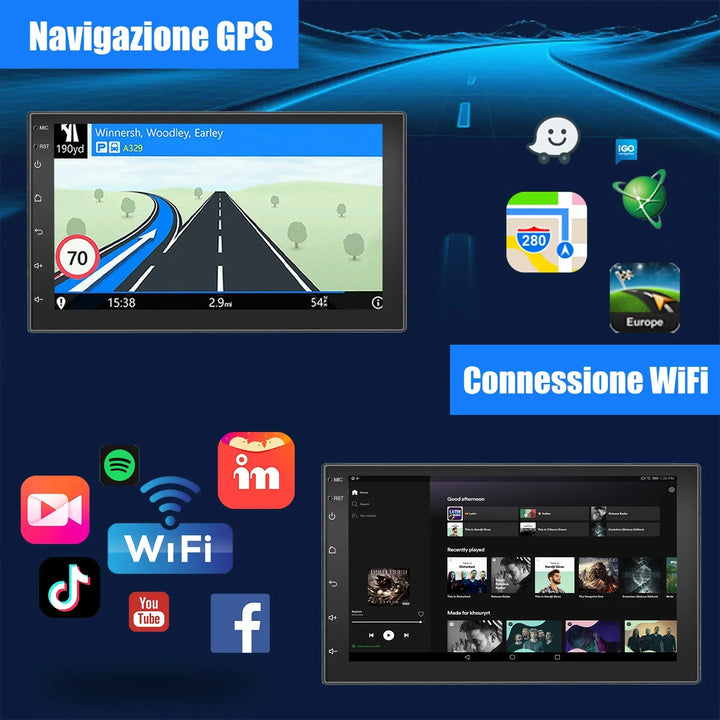 ESSGOO Car Stereo Radio Wireless CarPlay Android Auto 2 DIN 7" Car Stereo HD FM-Radio GPS Touch Screen Head Unit 4+64G DAB+AHD