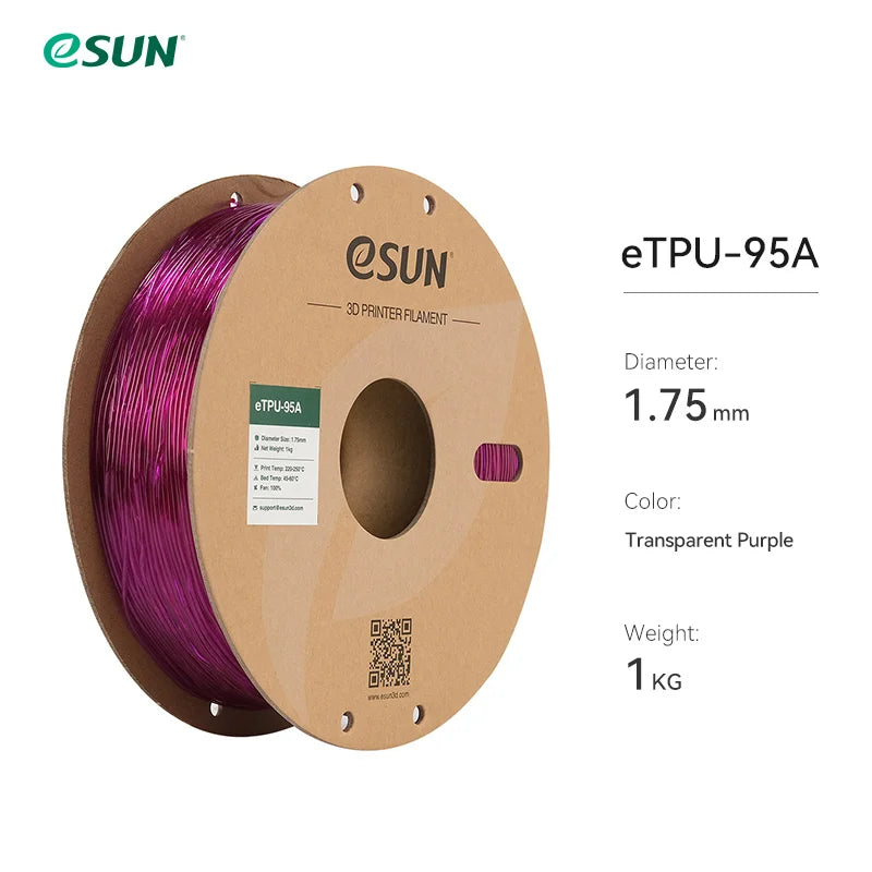 eSUN Flexible TPU Filament 1.75mm,TPU 95A 3D Printer Filament 1KG 2.2 LBS Spool 3D Printing Material TPU 95A  For 3D Printers