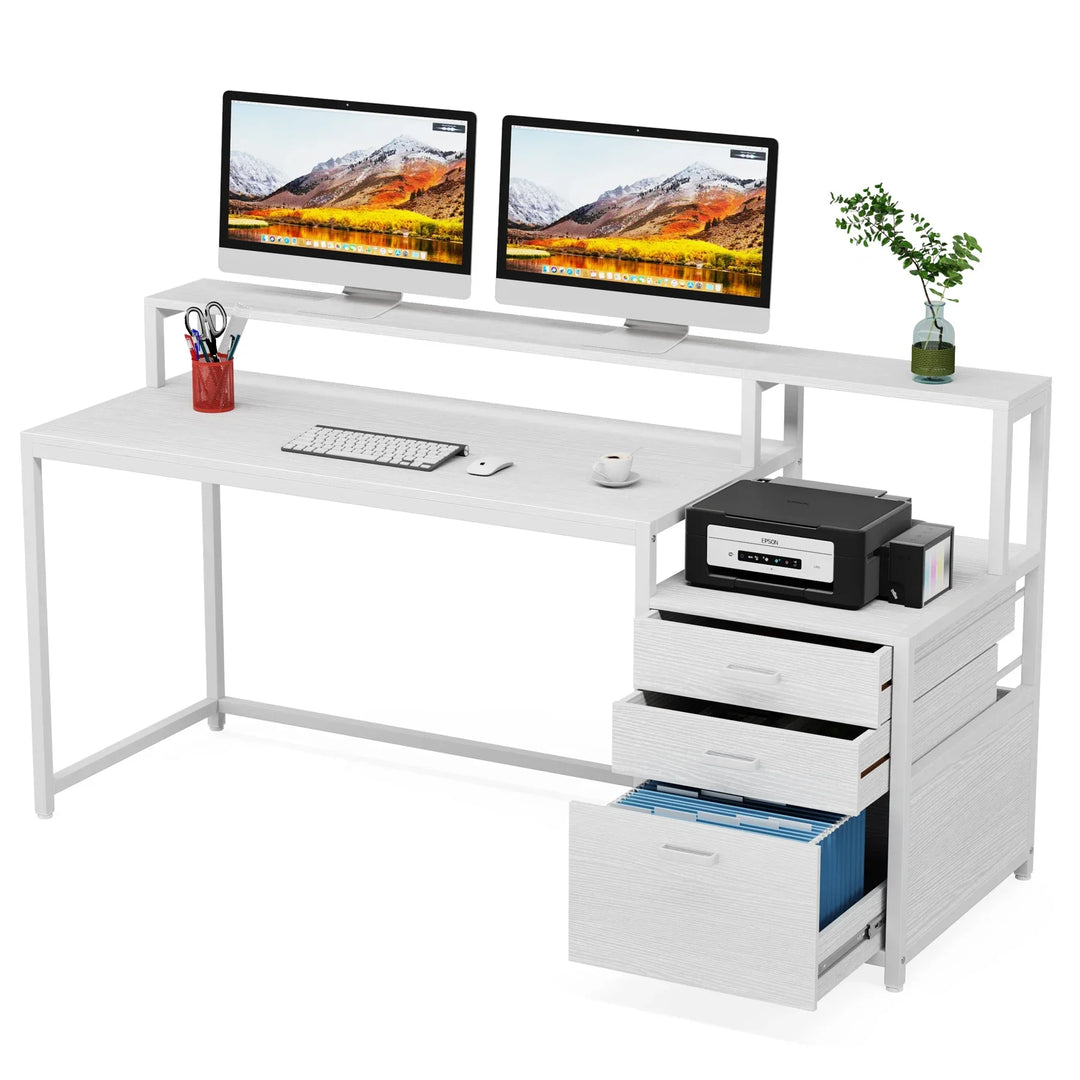 63-Inch Office Desk with Storage