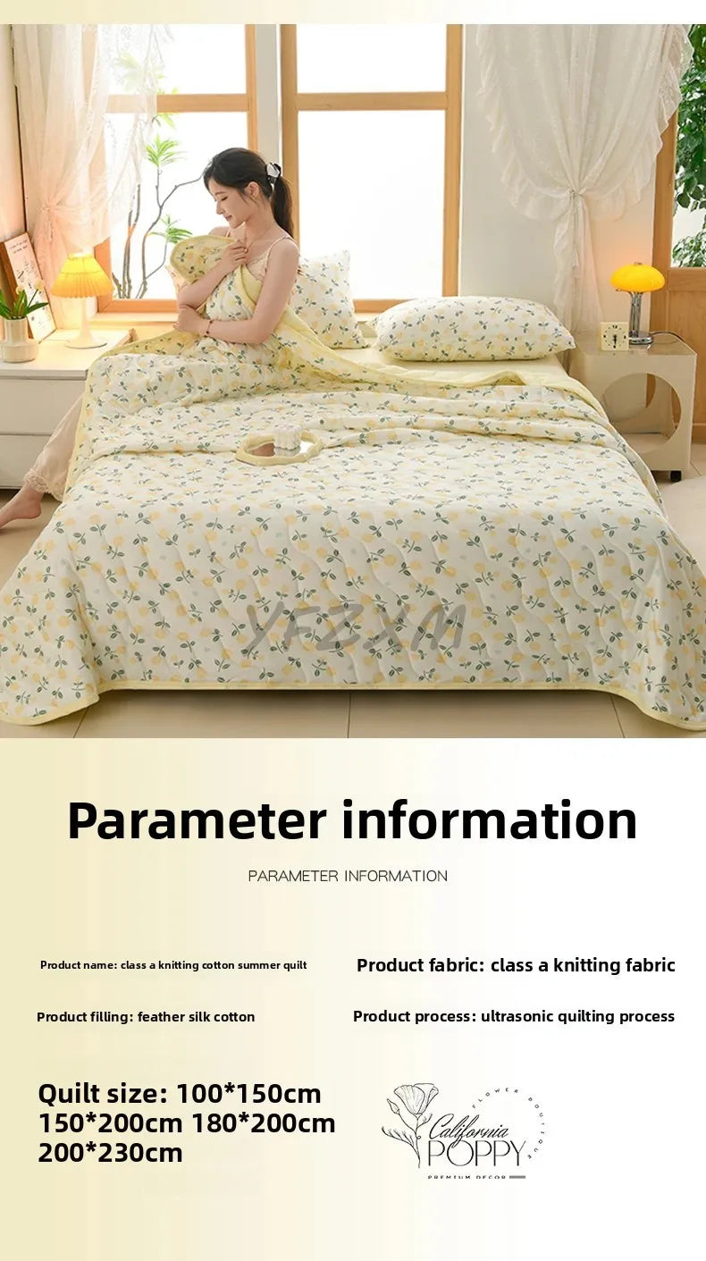 New Florals Spring Summer Blanket for Single Double Soft Skin-friendly Quilt Breathable Comfortable Air Conditioning Comforter