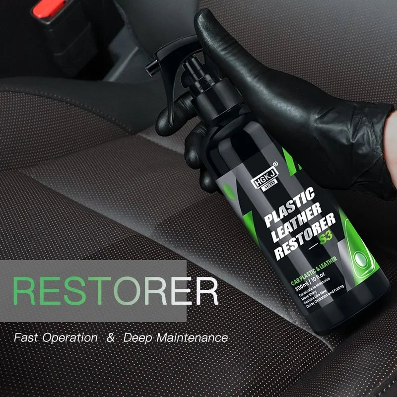 300ML Car Interior Plastic Restorer HGKJ S3 Liquid Leather Seat Spray Restoration Coat Wax Car Care Product Plastics Renovator