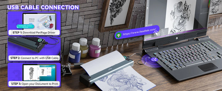 PeriPage P90 Wireless Tattoo Transfer Stencil Printer, Thermal Tattoo Machine with 5pcs Free Transfer Paper