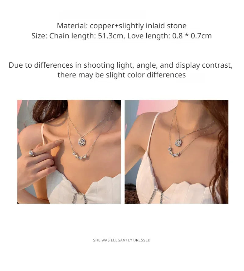 Small and Versatile Light Luxury No Fading Four Leaf Clover Lucky Heartdetachable Pendant Two Fashionable Collarbone Chains