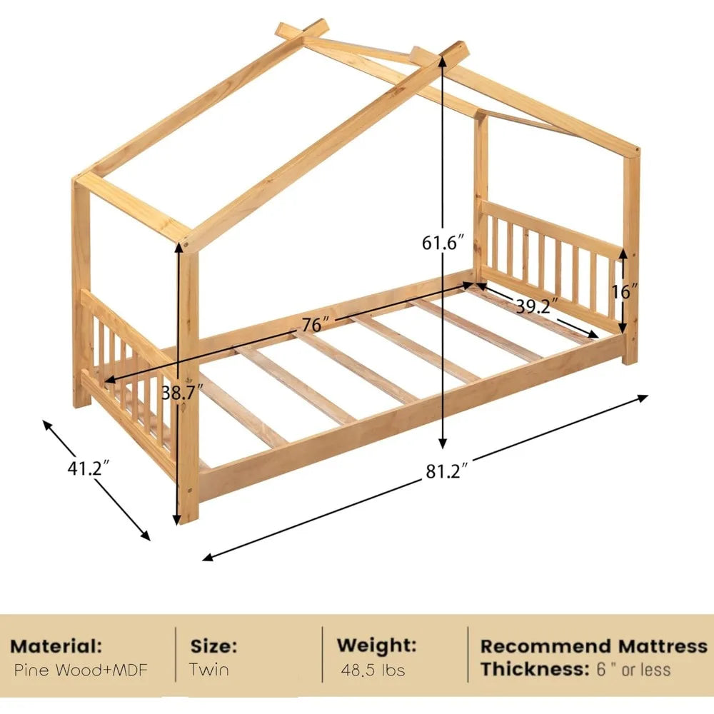 Twin Montessori Floor House Bed