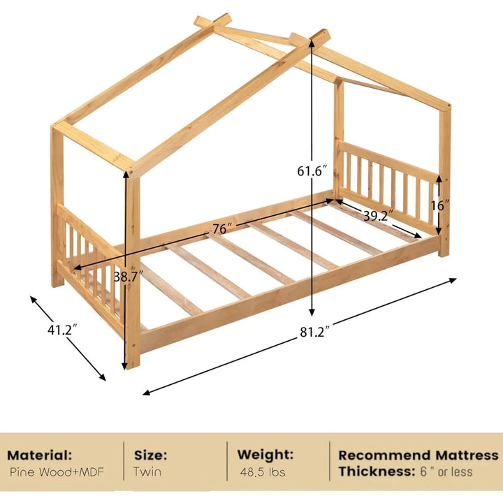 Twin Montessori Floor House Bed