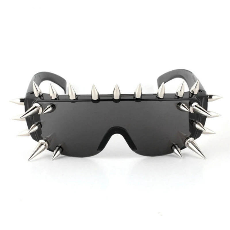 Steampunk Rivet Cyber Spike Decor Goggles Wild Rock Sun Glasses Women Men Metal Punk Conjoined Sunglasses Trendy Cool Eyeglasses