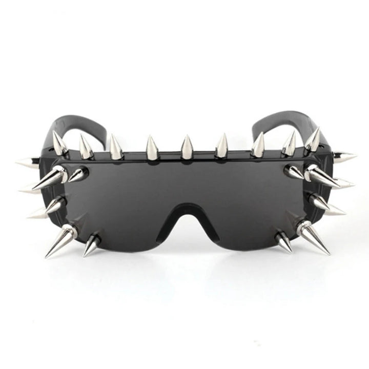 Steampunk Rivet Cyber Spike Decor Goggles Wild Rock Sun Glasses Women Men Metal Punk Conjoined Sunglasses Trendy Cool Eyeglasses