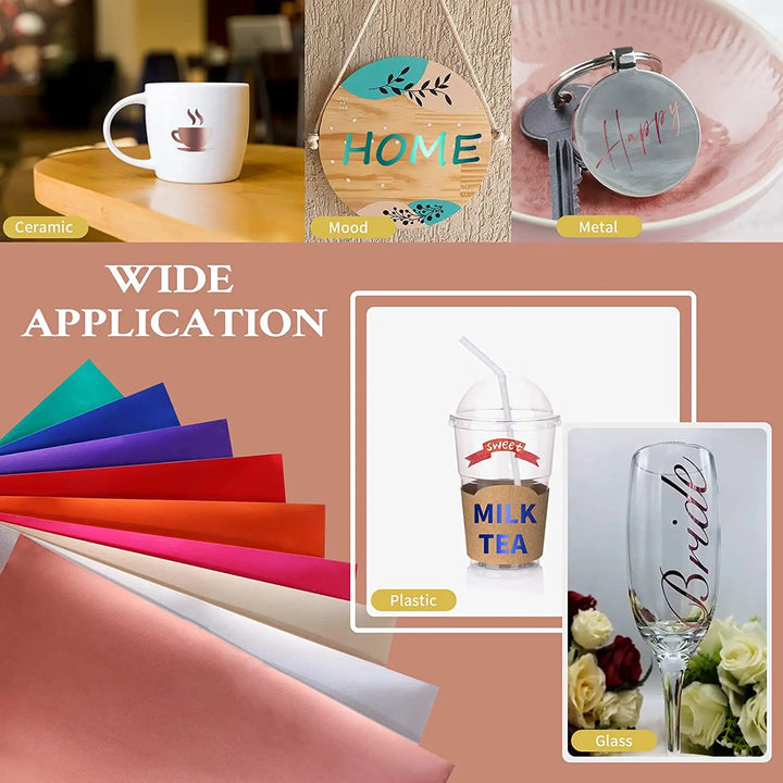 9pcs HTVRONT 30X30cm Matte Metallic Permanent Adhesive Vinyl Bundle Sheets Sticky Craft Sticker Film for Cricut DIY Decor