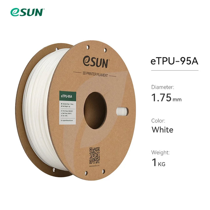 eSUN Flexible TPU Filament 1.75mm,TPU 95A 3D Printer Filament 1KG 2.2 LBS Spool 3D Printing Material For 3D Printers TPU 95A