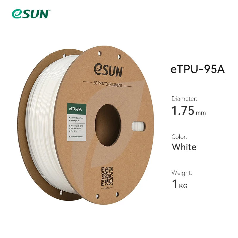 eSUN Flexible TPU Filament 1.75mm,TPU 95A 3D Printer Filament 1KG 2.2 LBS Spool 3D Printing Material TPU 95A  For 3D Printers