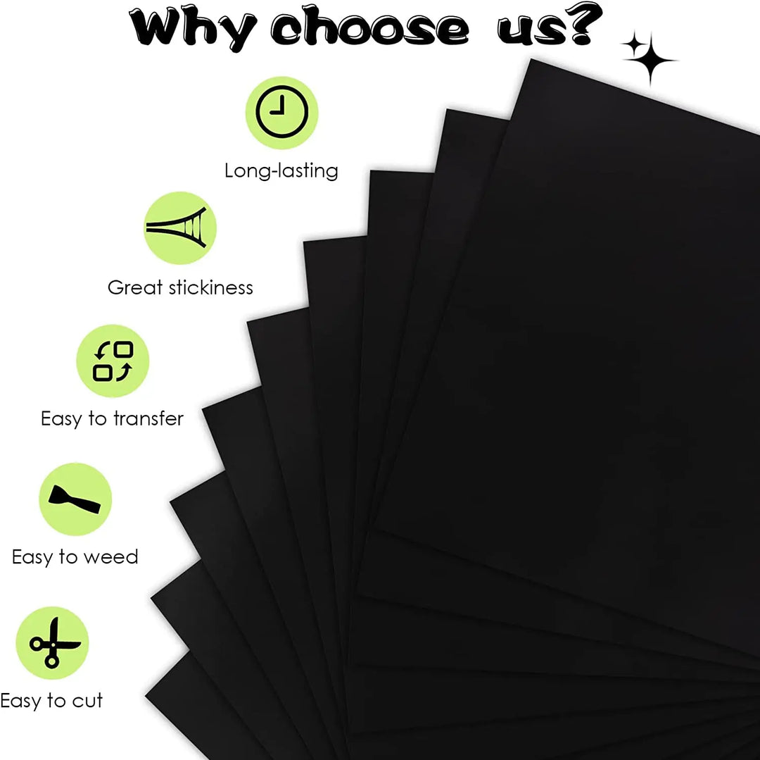 9pcs HTVRONT 30X30cm Matte Metallic Permanent Adhesive Vinyl Bundle Sheets Sticky Craft Sticker Film for Cricut DIY Decor