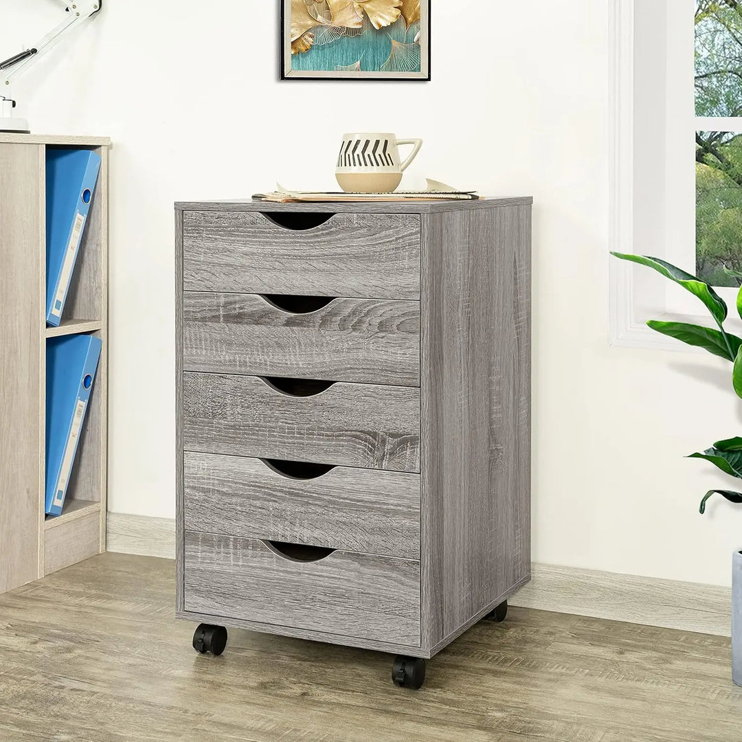 5-Drawer Tall Dresser with Wheels
