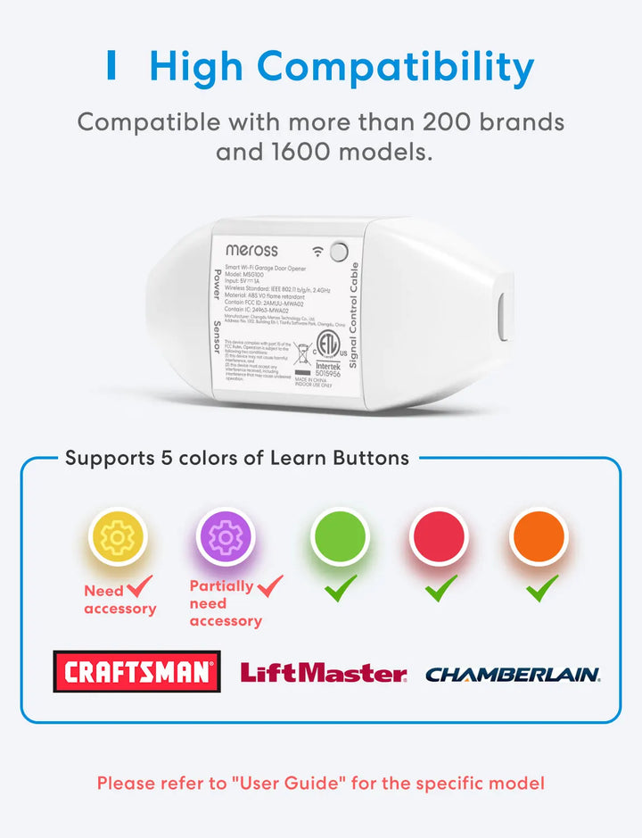 Meross HomeKit Smart WiFi Garage Door Opener WiFi Sensors Controller Remote Control Support Alexa Google Assistant SmartThings