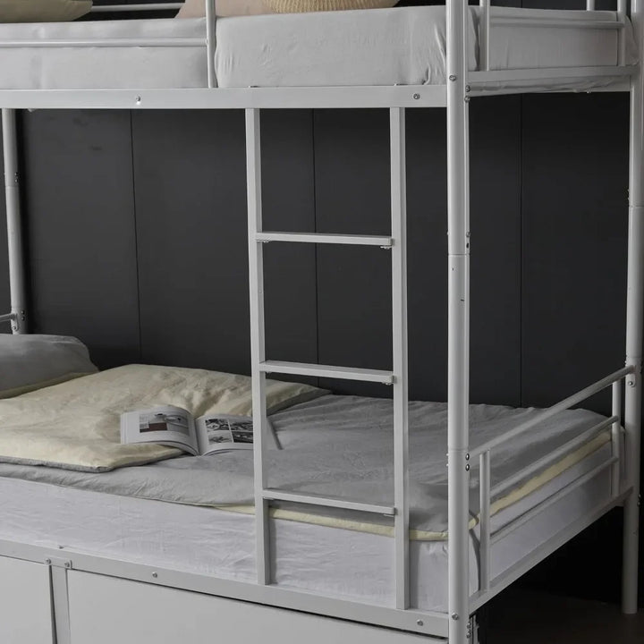 White Twin Bunk Bed with Storage
