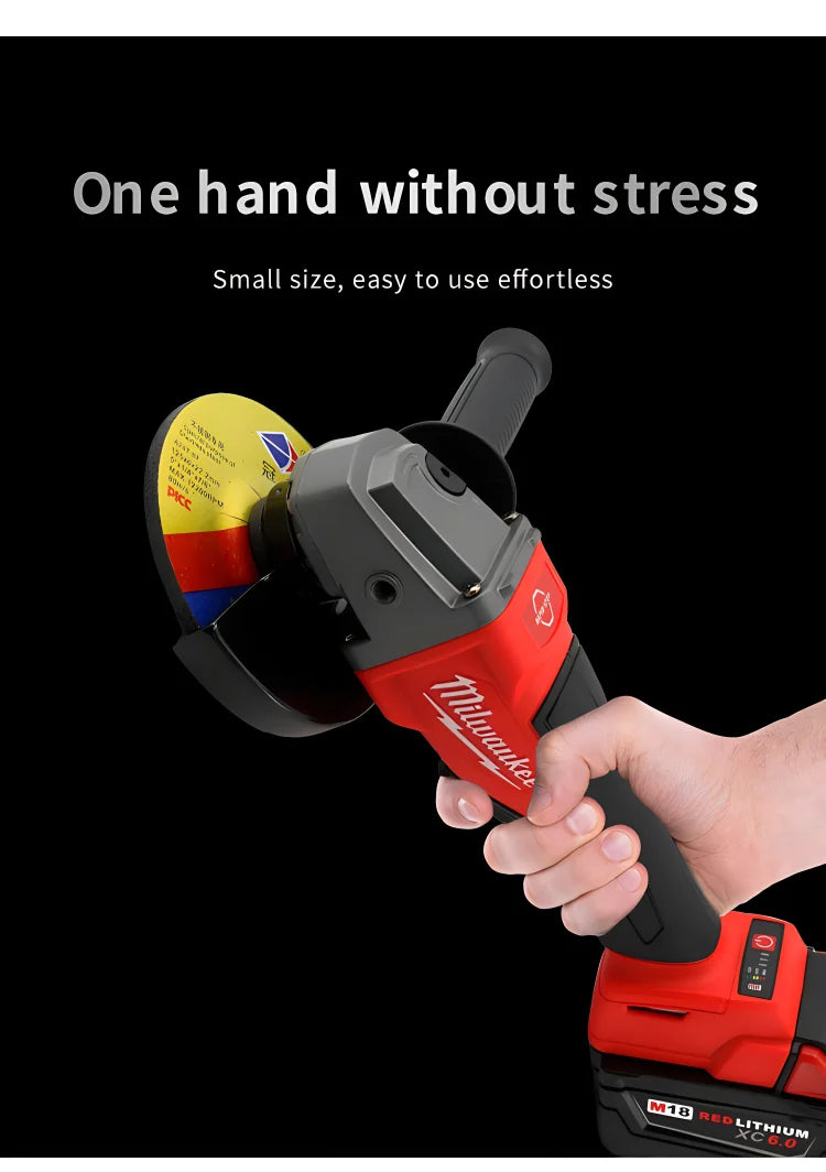 Milwaukee 100/125mm Brushless Angle Grinder Polishing Cutting Machine 18V Battery High Power Electric Cordless Power Tools