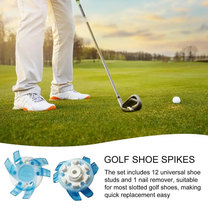 Spikes For Golf Shoes 12 Pieces Anti Slip Golf Shoe Spikes Golf Cleat Quick Twist Golf Spikes Golf Cleats Portable Wrench Screw