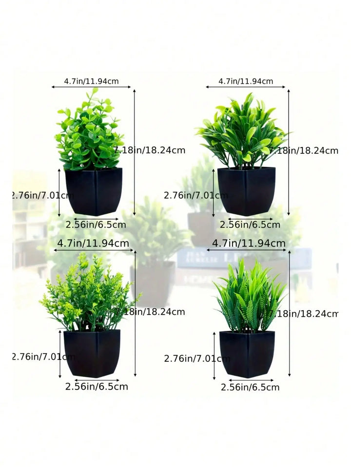 Mini Artificial Eucalyptus Plant in Black Pot