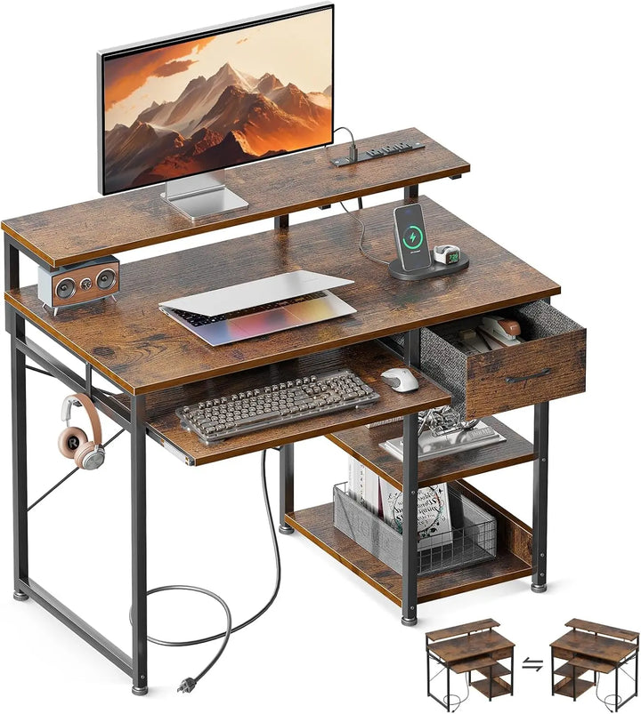 Office Computer Desk with Keyboard Tray