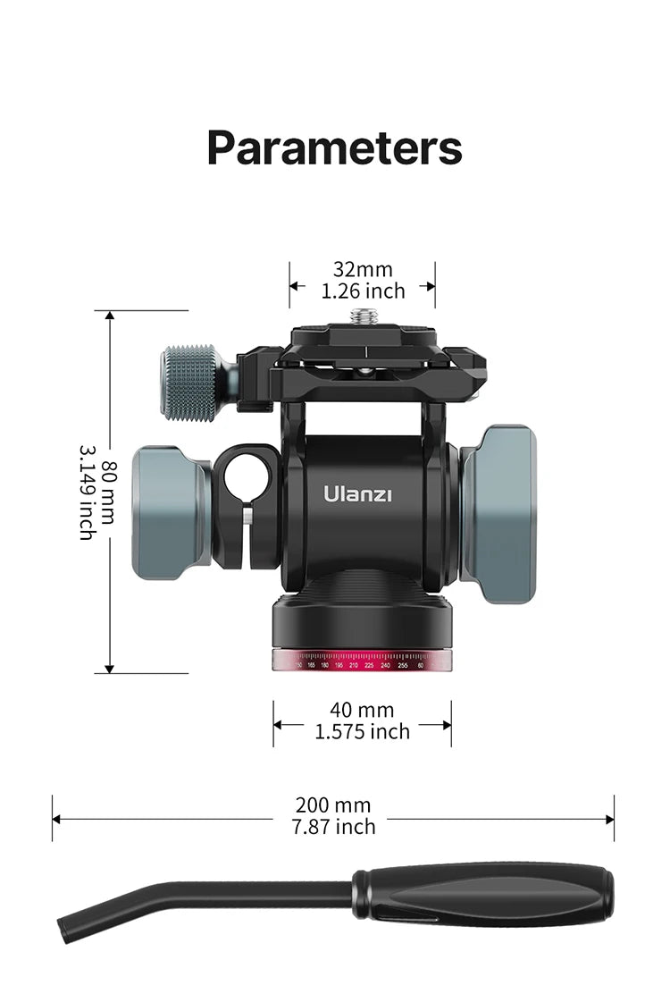 Ulanzi U-190 U190 Panoramic Tripod Head Hydraulic Fluid Video Damping Head For Tripod Monopod DSLR Camera Holder Stand Mobile