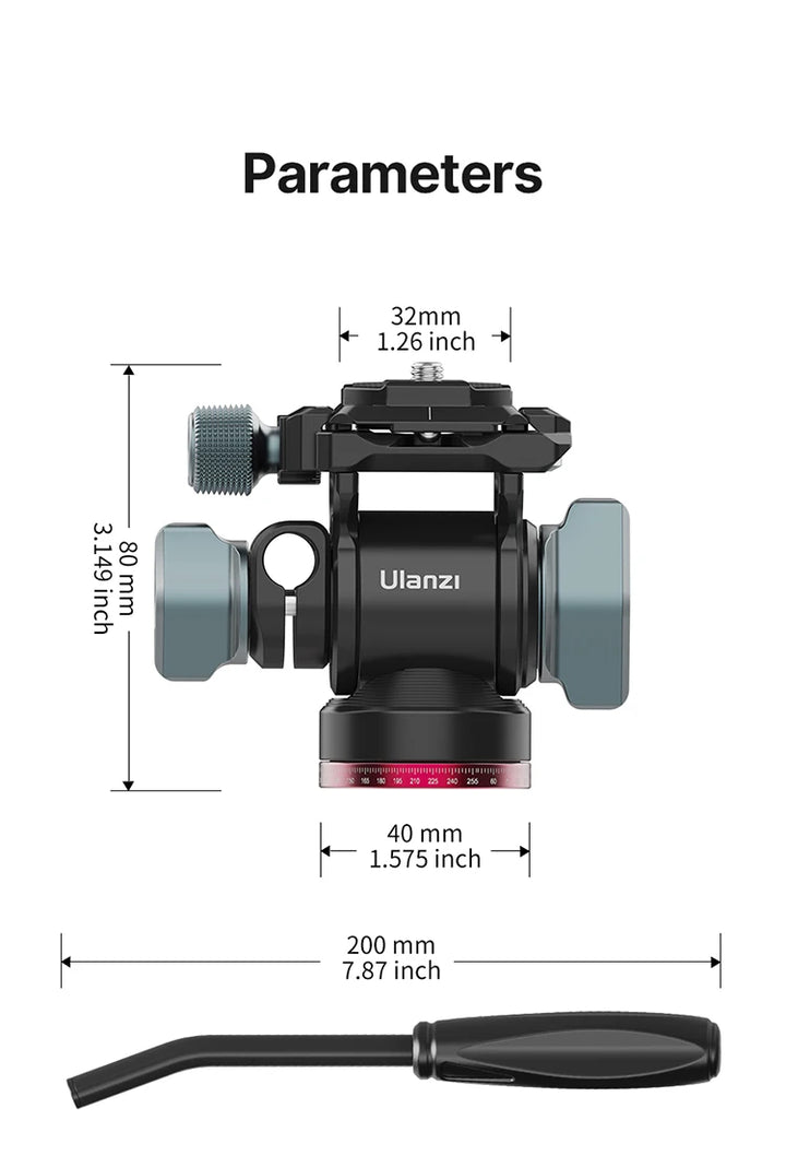 Ulanzi U-190 U190 Panoramic Tripod Head Hydraulic Fluid Video Damping Head For Tripod Monopod DSLR Camera Holder Stand Mobile
