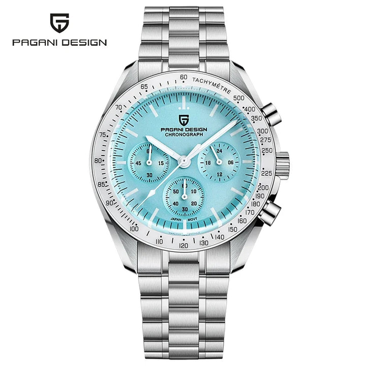 PAGANI DESIGN 2025 New Moon Men's Watches Luxury Quartz Watch For Men VK63 Chronograph AR Sapphire Mirror Ceramic Bezel Luminous
