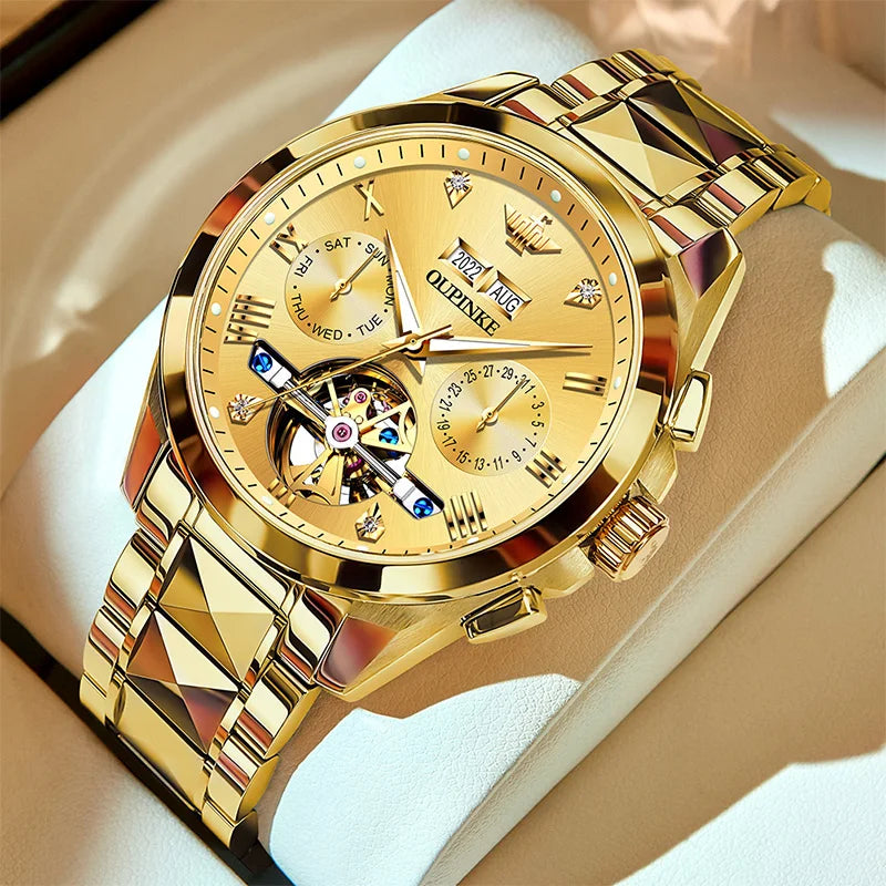 OUPINKE Automatic Mechanical Watch for Men 50M Waterproof Sapphire Mirror Luxury High Level Wristwtch