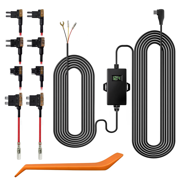 WOLFBOX USB C Hardwire Kit for G840S/G930/G850/G900 Mirror Dash Cam, Parking Monitor with Multiple Size Connectors…