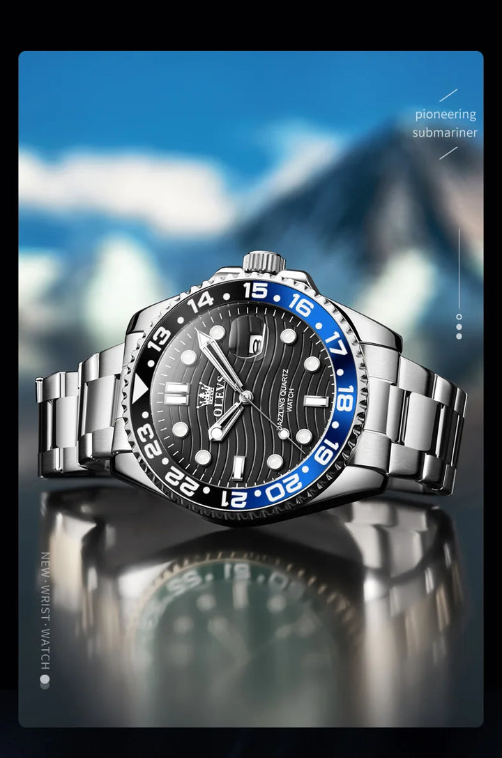 OLEVS Original Brand High Fashion Men's watch WaterproofCalendar Quartz Watch for Male Luminous Stainless Steel Authentic Watch
