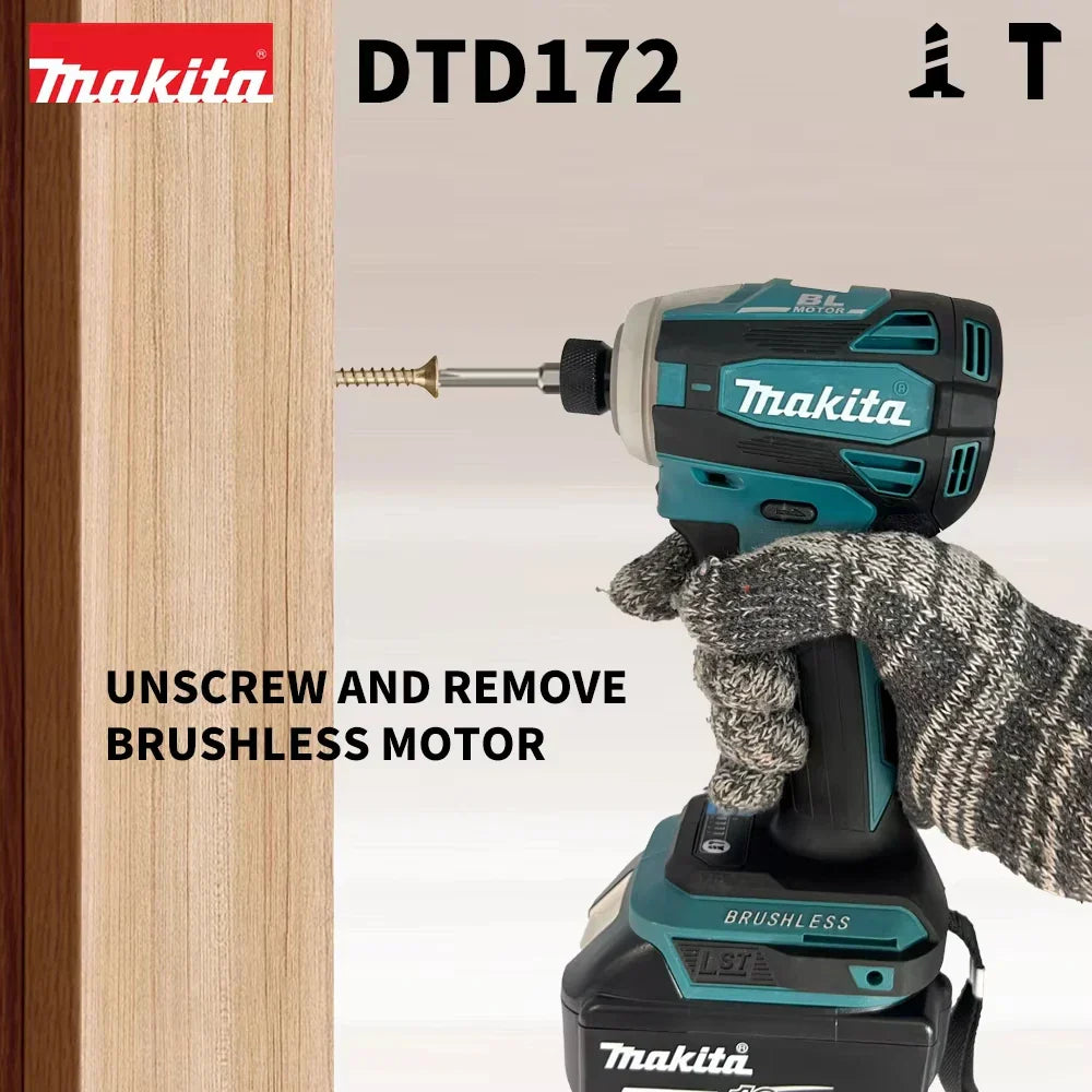 Makita DTD172 18V Cordless Impact Screwdriver Brushless Electric Impact Drill Rechargeable Wood/olt/T-Mode Power Tools