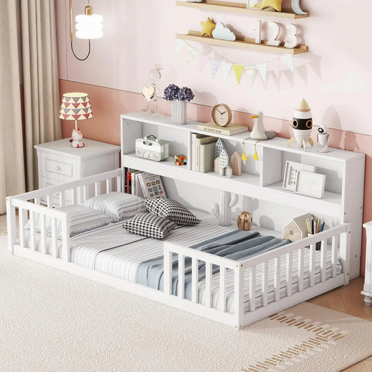 Twin Kids Floor Bed with Storage