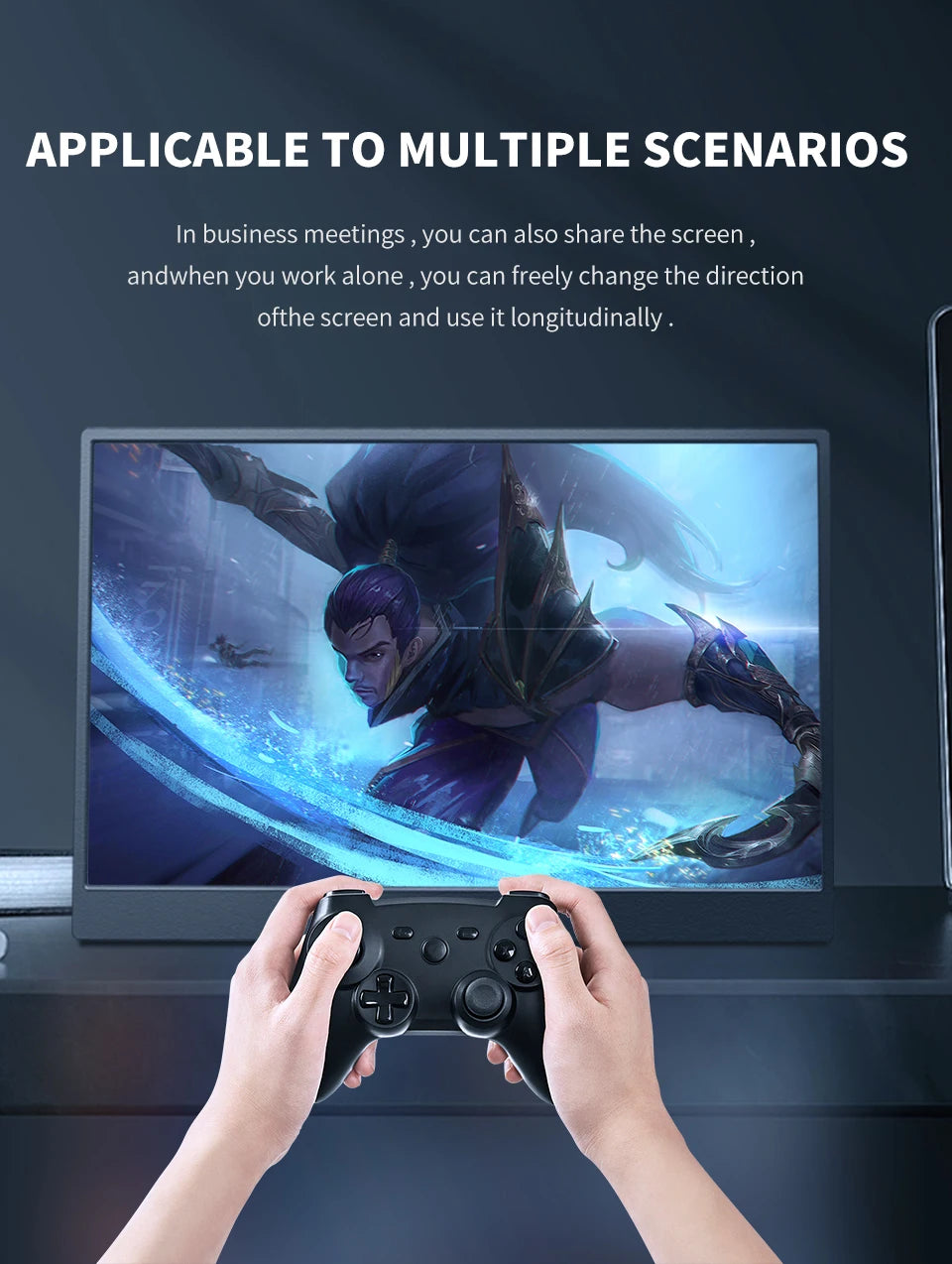HGFRTEE 14.1inch Mobile Portable Monitor IPS Second Game Screen Extended Display for Laptop with Bracket For xbox/raspberry Pi