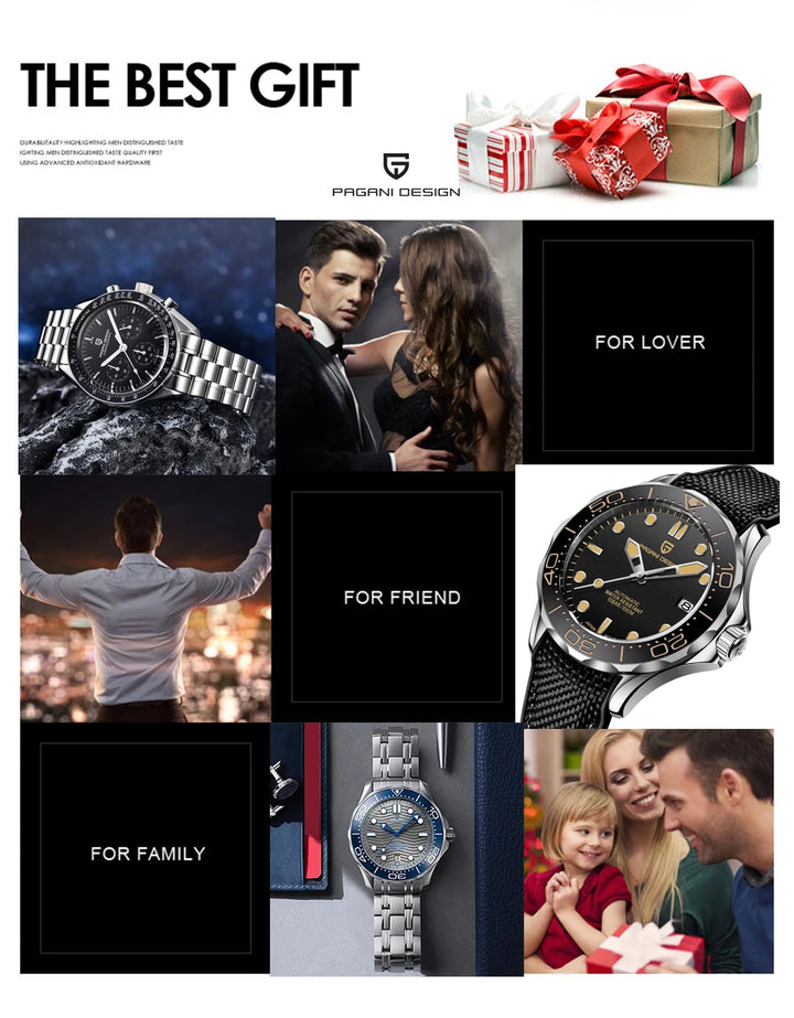 PAGANI DESIGN Moon Mens Watches 2024 Top Brand Luxury Quartz Watch For Men Chronograph Luminous Sapphire Mirror Waterproof Clock
