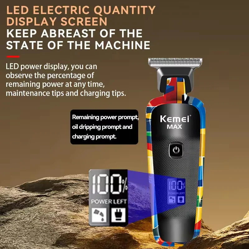 Kemei Professional Electric Hair Clipper Rechargeable Graffiti Pattern Beard Trimmer Men's Shaver KM-MAX2092 KM-MAX5090 KM-1102H