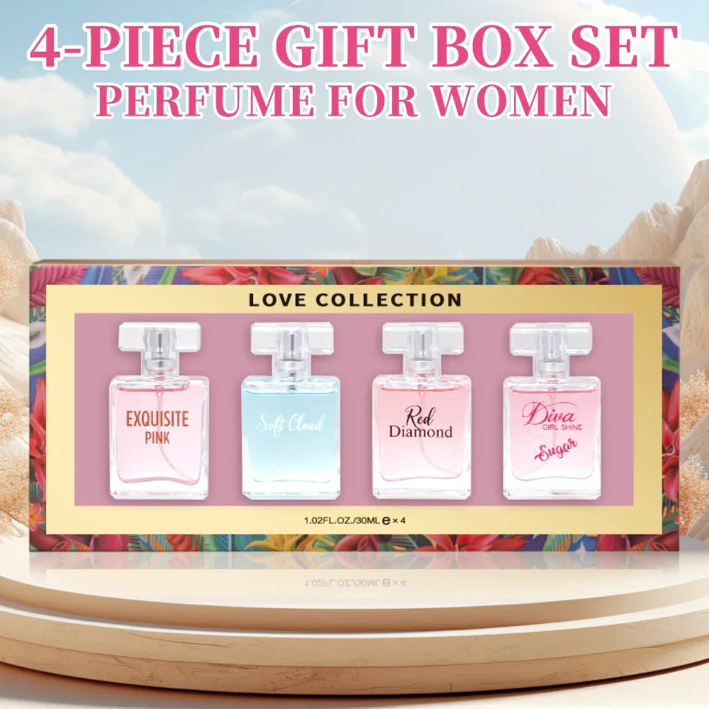 Women's Love Collection Fragrance Set Eau De Parfum Spray 4-Piece Gift Set Long Lasting 1.02 Fl Oz per Bottle