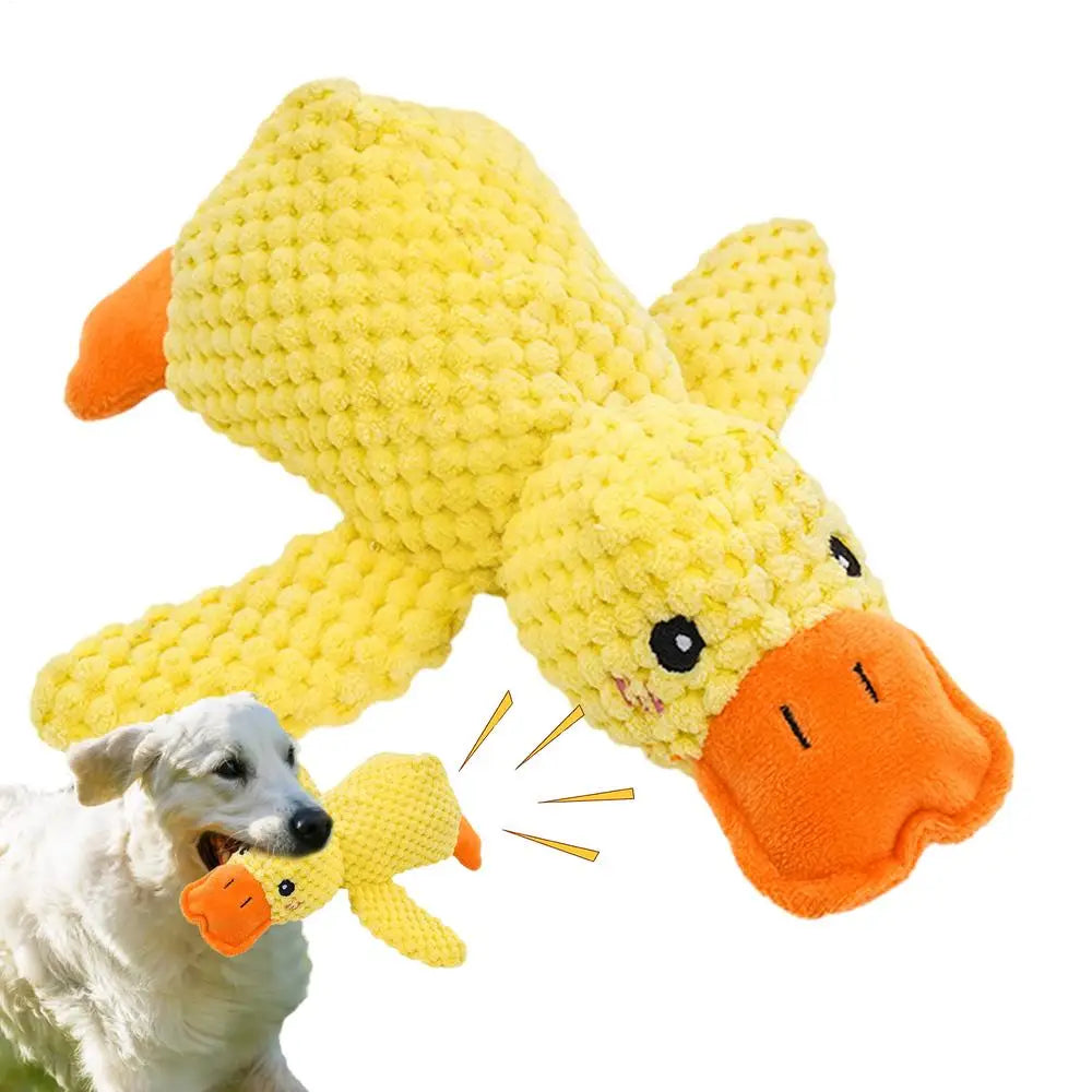 Quacking Duck Dog Toy Durable Mellow Dog Calming Duck Pet Plush Toy Dog Soothing Sound Chewing Toys Interactive Accessories